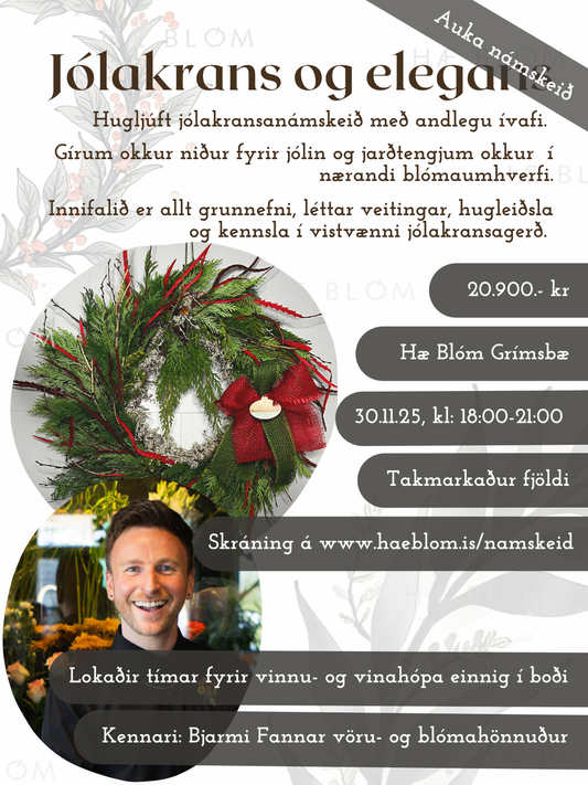 Jólakransanámskeið 30.nóvember 2025.